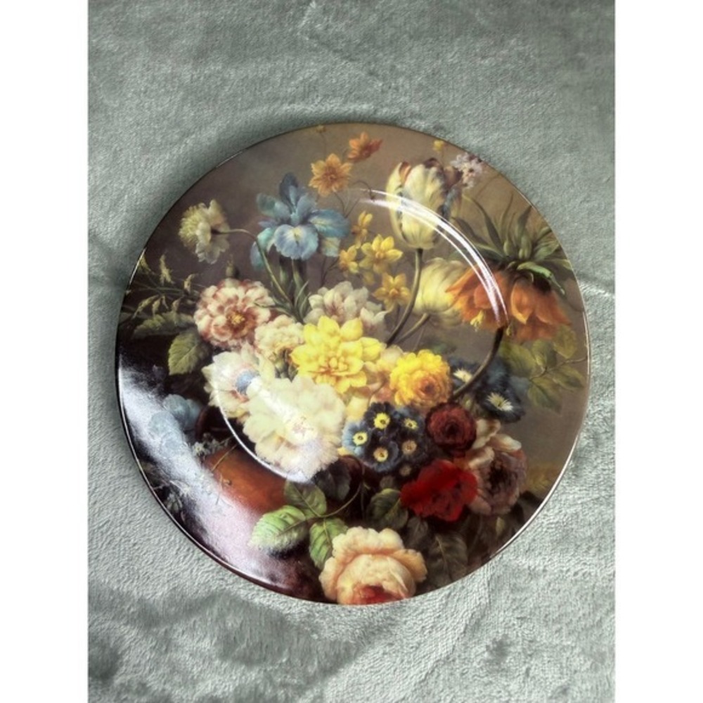 St Martin Email de Limoges Floral Decorative Plate Hand Painted San Marino 7.75"